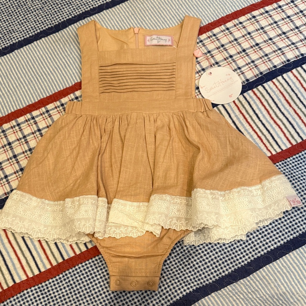 SweetHoney Peach Dress with White Lace